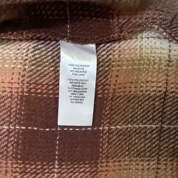 NWT Workshop Republic Oversized Plaid Shacket in Brown, Tan & Blush - Picture 7 of 7